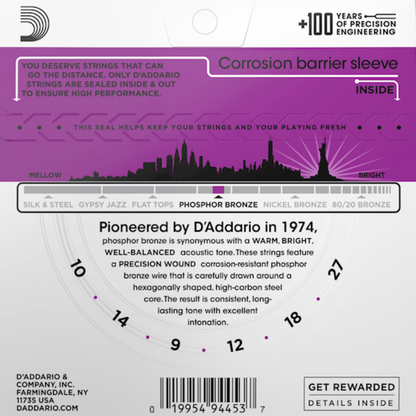 D'Addario EJ38H Phosphor Bronze High Strung Acoustic Guitar Strings 10-27 Gauge