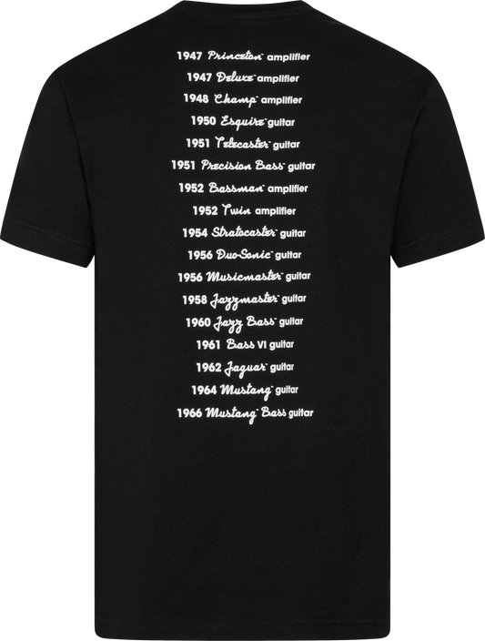 Fender Logo Date Back XXL Size T-Shirt in Black