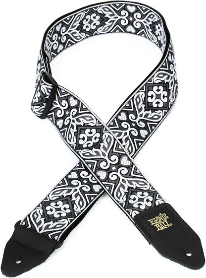 Ernie Ball Classis Jacquard Guitar Or Bass Strap in Tribal Silver And White