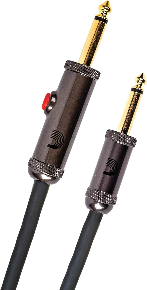 D'Addario Planet Waves 15' Circuit Breaker Straight Plug Latching Switch Instrument Cable in Black