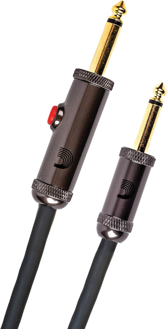 D'Addario Planet Waves 15' Circuit Breaker Straight Plug Latching Switch Instrument Cable in Black