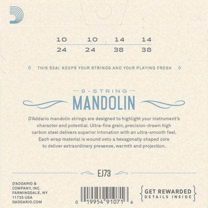D'Addario EJ73 Mandolin Strings Phosphor Bronze Light 10-38