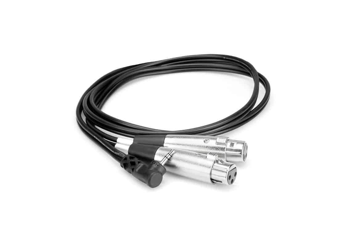 HOSA CYX402F Microphone Cable Dual XLR3F to Right Angle 3.5 mm TRS 2Ft