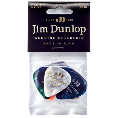 Jim Dunlop Genuine Celluloid Variety Picks 12 Pack in Various Colours