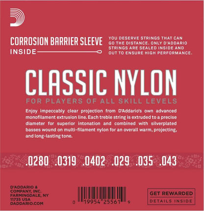 D'Addario EJ27N 3D Student Nylon 3 Sets Classical Guitar Strings Normal Tension