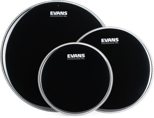 Evans Drumheads Chrome Pack in Black 12", 13" and 16"