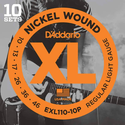 D'Addario EXL110 10P Nickel Wound 10 Sets Electric Guitar Strings Regular Light 10-46 Gauge