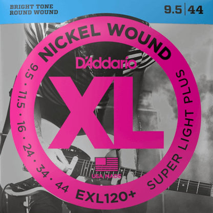 D'Addario EXL120+ Nickel Wound Electric Guitar Strings Super Light Plus 9.5-44 Gauge