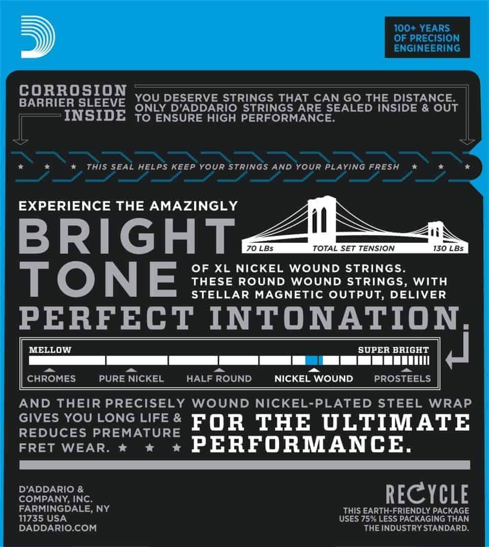 D'Addario EXL125 Nickel Wound Electric Guitar Strings Super Light Top Regular Bottom 9-46 Gauge