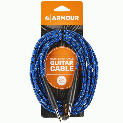Armour GW20P 20 Foot Guitar Lead in Woven Blue Python