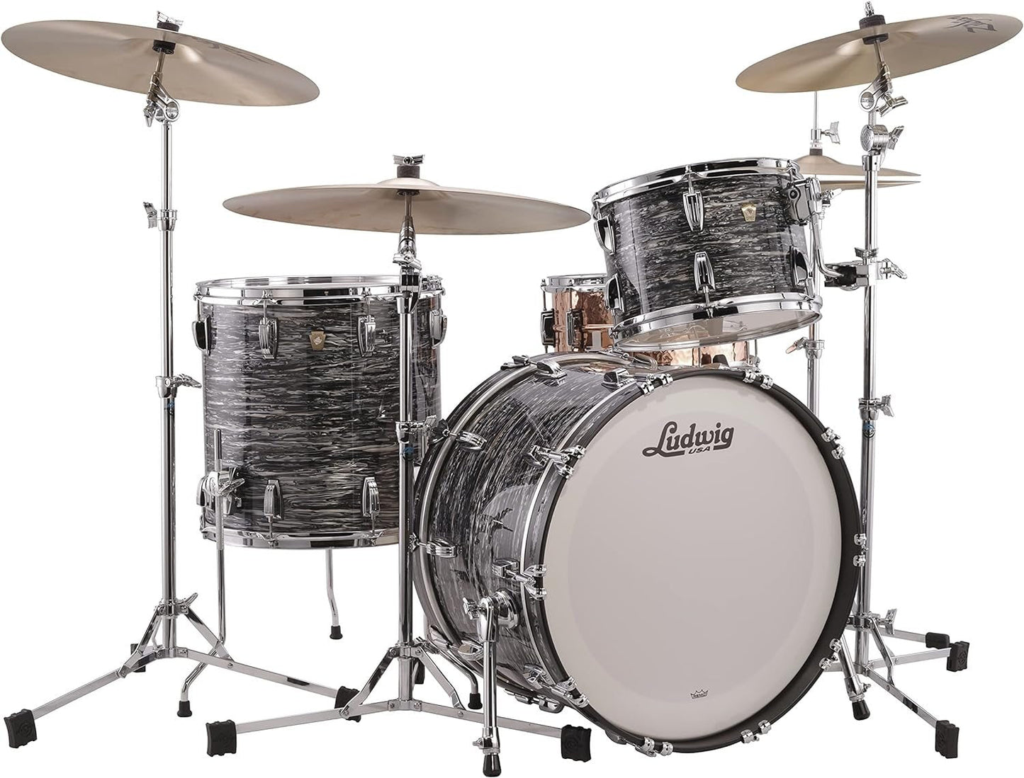 Ludwig Classic Maple Fab 3 Piece Drum Kit in Vintage Black Oyster