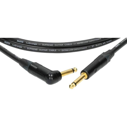 Klotz LaGrange 3m Jack & Angled Jack Gold Tip Guitar Cable in Black