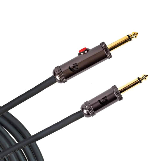 D'Addario Planet Waves 15' Circuit Breaker Straight Plug Latching Switch Instrument Cable in Black