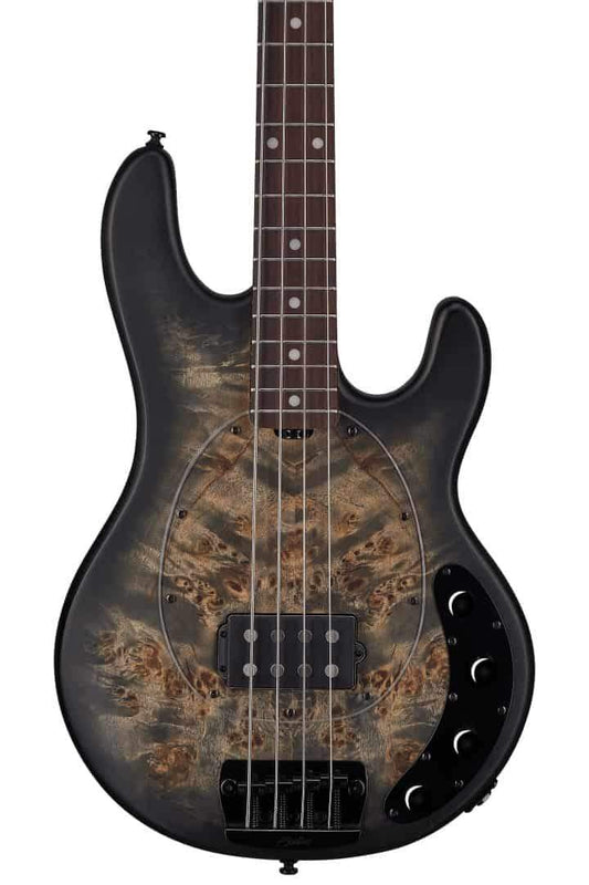 Sterling By Music Man Stingray 4 Poplar Burl Top in Trans Satin Black