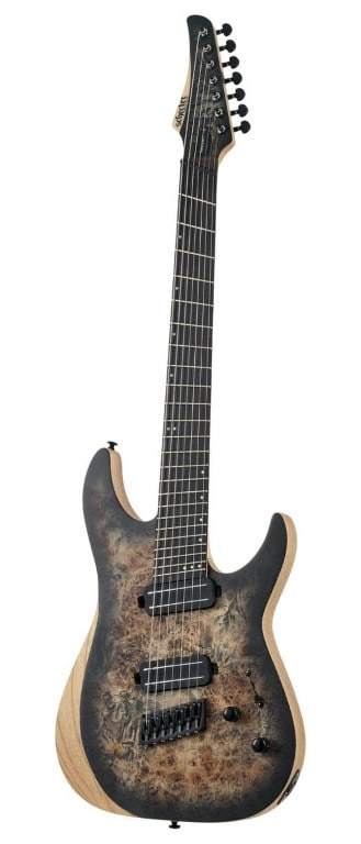 Schecter Reaper 7 Multiscale 7 String in Satin Charcoal Burst