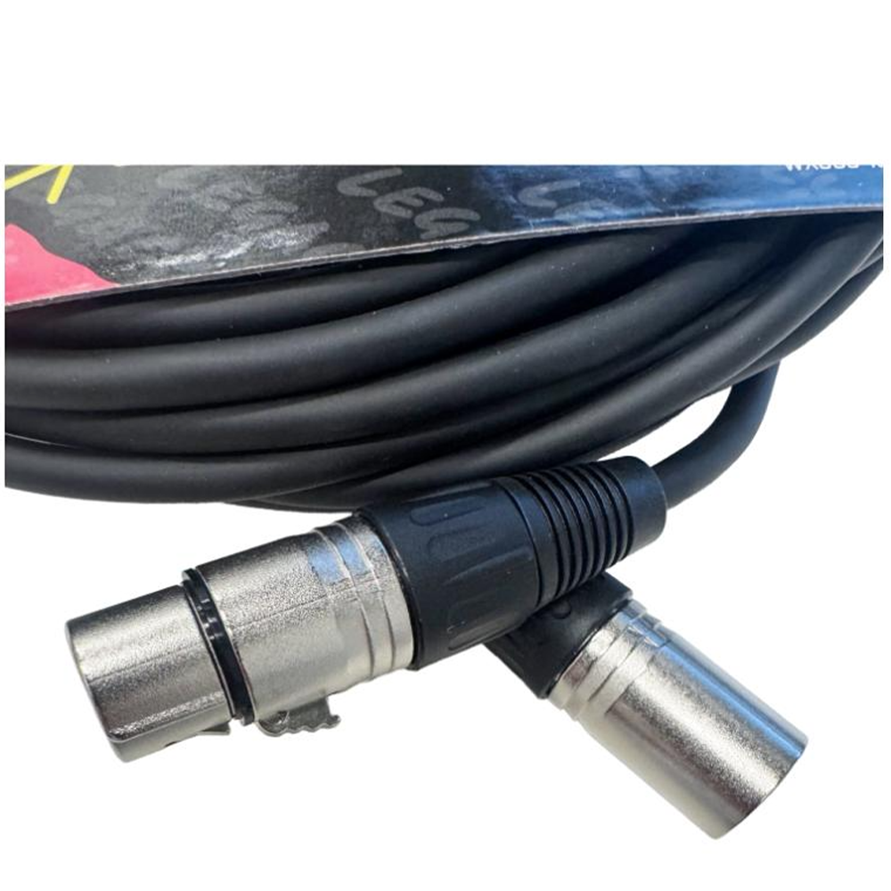 Legacy 3m Microphone XLRF to XLRM Cable, Chrome Connectors in Black