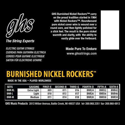 GHS BNR L Burn Nickel Electric Guitar Strings Light 10-46 Gauge