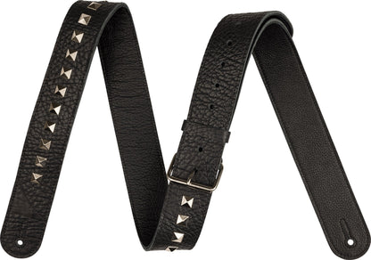 Jackson 2.5" Pyramid Metal Stud Leather Strap in Black