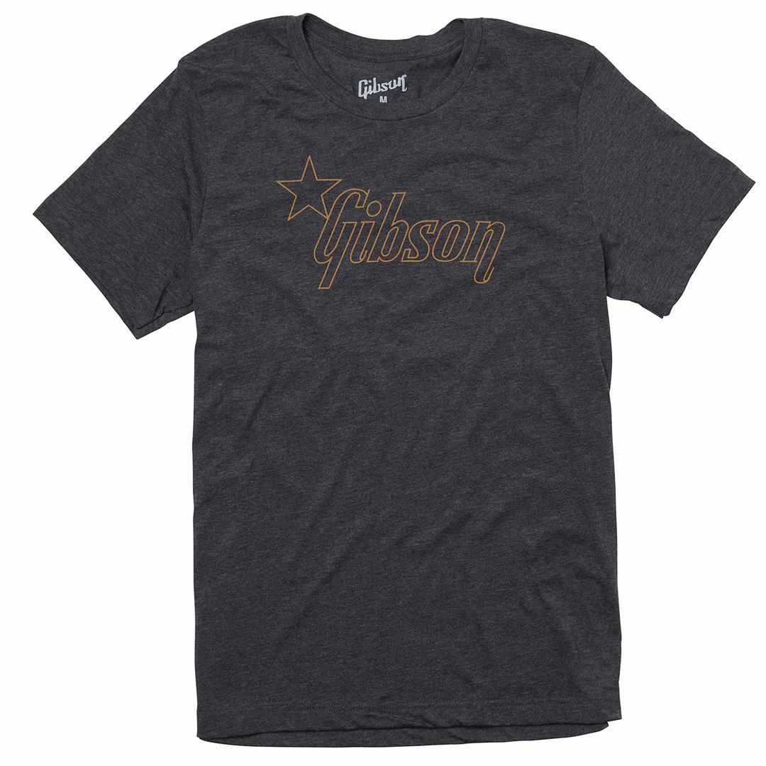 Gibson Star Logo Medium Size Tee Shirt in Charcoal