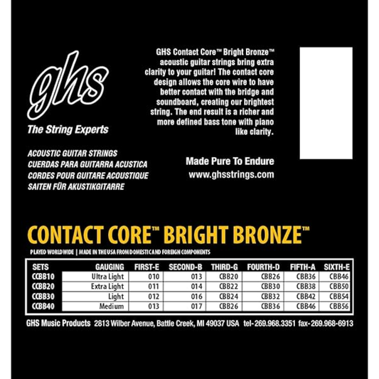 GHS CCBB30 CC Bright Bronze Acoustic Guitar String 12-54 Gauge