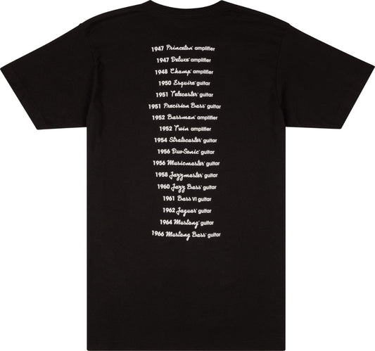Fender® Logo Dateback S Size T-Shirt in Black