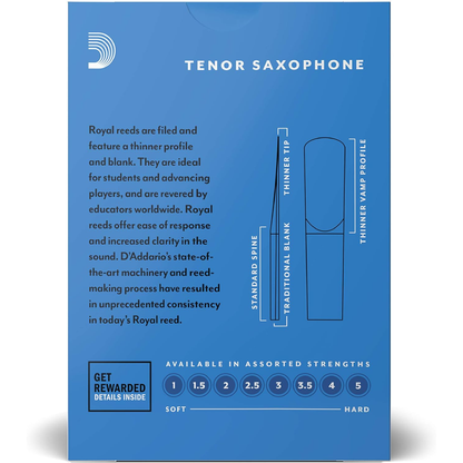 Royal By D'Addario Tenor Saxophone Reeds Strength 1.5 10 Pack