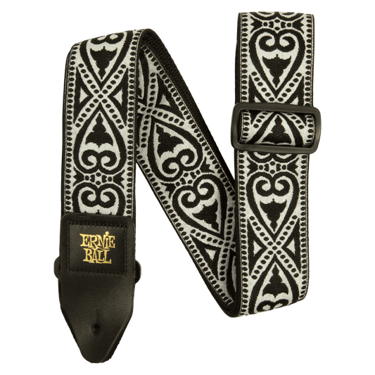 Ernie Ball Classis Jacquard Guitar Or Bass Strap in Black Heart