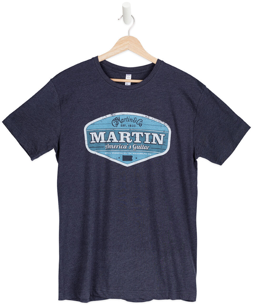 Martin Retro Graphic Tee Large in Navy Blue