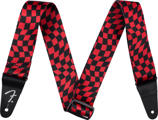 Fender Wavy Checkerboard Polyester Strap in Red