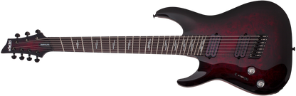 Schecter Omen Elite 7 Multiscale 7 String Left Hand in Black Cherry Burst
