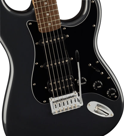 Squier Affinity Series Stratocaster HSS, Laurel Fingerboard Electric Guitar Pack in Charcoal Frost Metallic