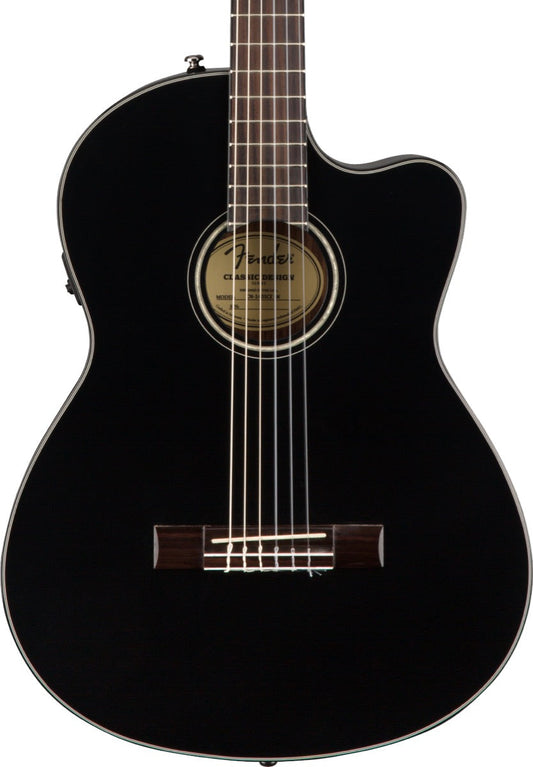 Fender CN140SCE Nylon Thinline, Walnut Fingerboard in Black