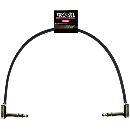 Ernie Ball 12" Flat Ribbon Stereo Patch Cable in Black