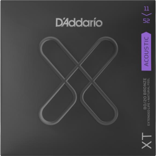 D'Addario XT 80/20 Bronze Coated Acoustic Guitar Strings 11-52 Gauge