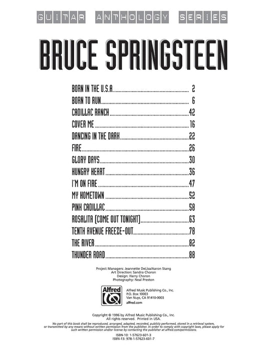 Bruce Springsteen Guitar Anthology Series Guitar Tab