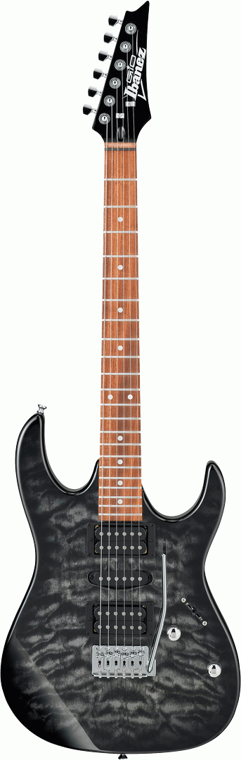 Ibanez GRX70QA Electric Guitar in Transparent Black Sunburst