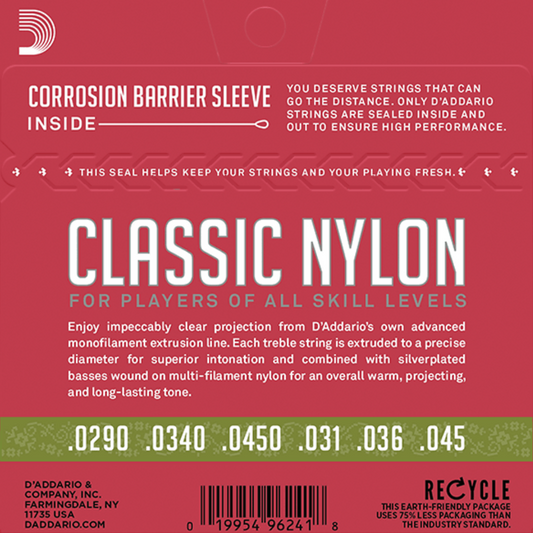 D'Addario EJ27N 1/2 Student Nylon Fractional Classical Guitar Strings Normal Tension