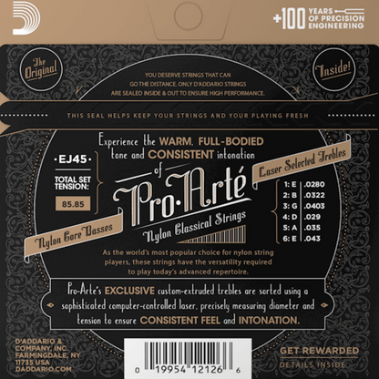 D'Addario EJ45 Pro Arte Nylon Classical Guitar Strings Normal Tension