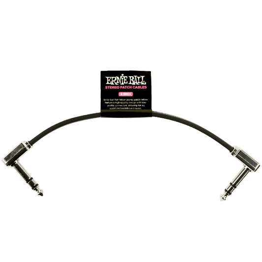 Ernie Ball 6" Flat Ribbon Stereo Patch Cable in Black