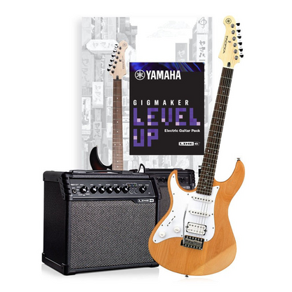 Yamaha Gigmaker Level Up Left Handed Electric Guitar Pack in Yellow Natural Satin