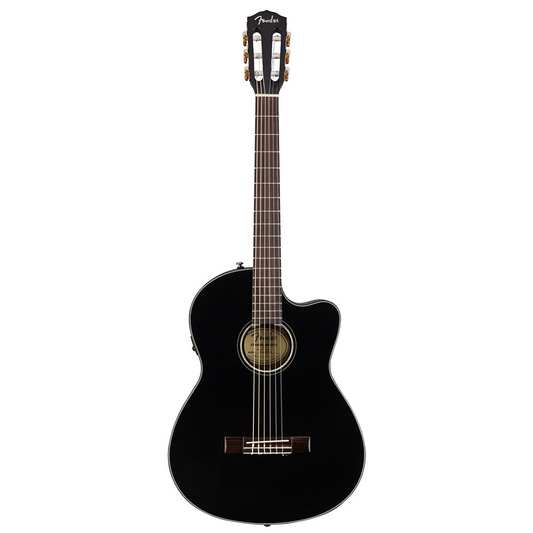 Fender CN140SCE Nylon Thinline, Walnut Fingerboard in Black