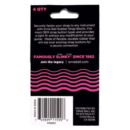 Ernie Ball Strap Blocks 4pk in Pink