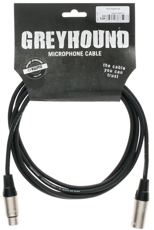 KLOTZ Greyhound Microphone Cable 10m Female XLR to Male XLR