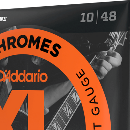 D'Addario ECG23 XL Chromes Flat wound Electric Guitar Strings Extra Light 10-48 Gauge