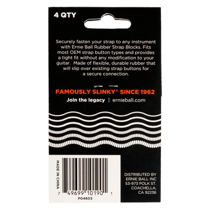 Ernie Ball Strap Blocks 4-Pack in Black and Red