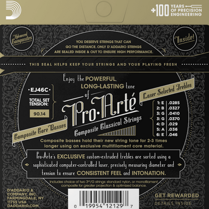 D'Addario EJ46C Pro Arte Composite Classical Guitar Strings Hard Tension