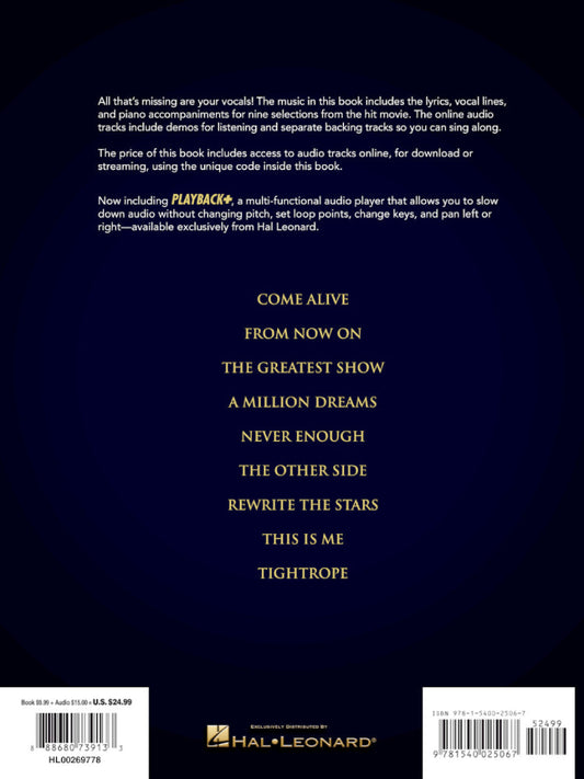 The Greatest Showman Music Minus One Vocal Softcover BK/OLA