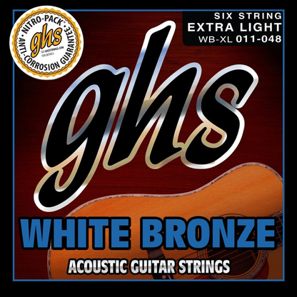 GHS WBXL Extra Light White Bronze Acoustic Electric Guitar String 11 - 48 Gauge