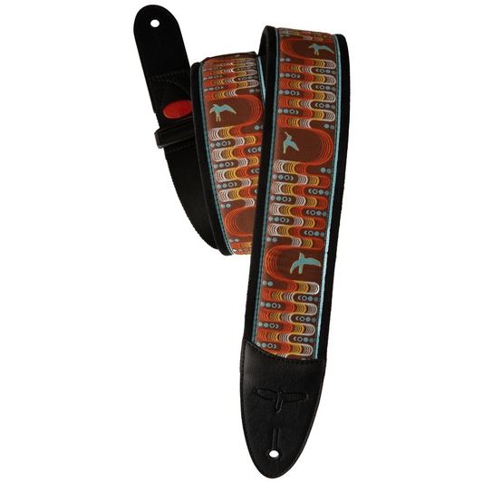 PRS 2.4” Padded Guitar Strap with FLASH Custom Jacquard Birds Wavelength in Blue