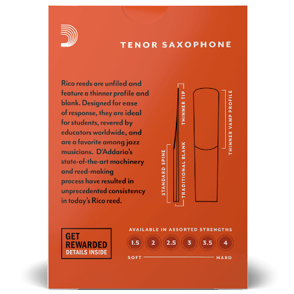 Rico By D'Addario Tenor Saxophone Reeds Strength 1.5 10 Pack
